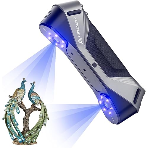 Creality CR-Scan Raptor 3D Scanner, 60fps Blue Laser & NIR, 0.02mm Accuracy, 24-Bit Color, Scans 5-2000mm Objects, Anti-Shake Tracking for Windows macOS
