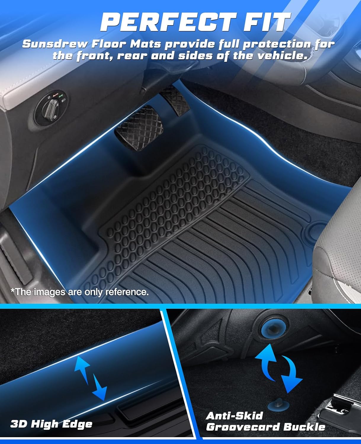 Premium All-Weather Floor Mats for 2018-2024 Chevy Chevrolet Traverse 7-Seater TPE Heavy-Duty Car Floor Liner for Traverse Accessories(ONLY Fit 2nd Row Bucket Seats) - Image 3