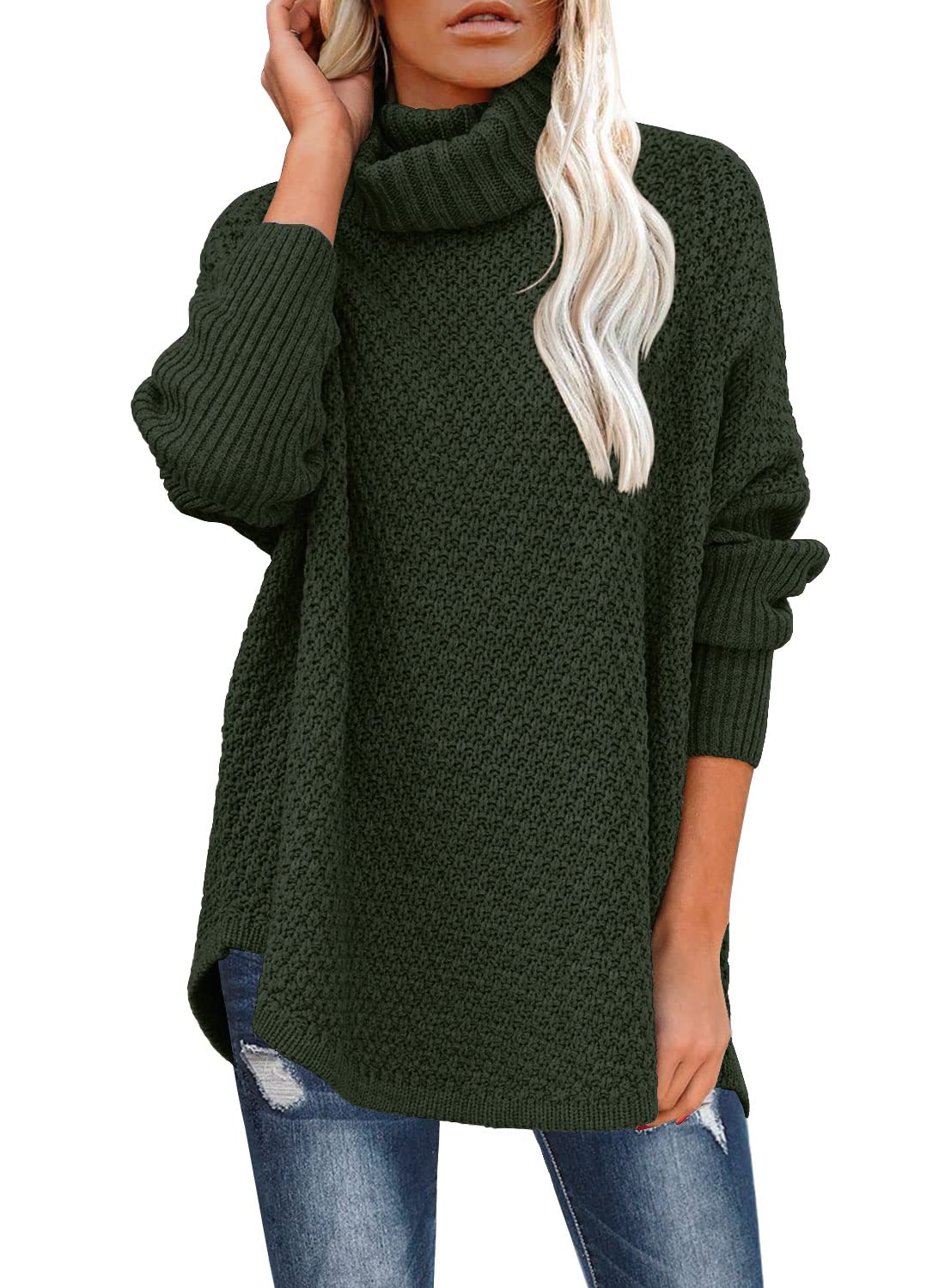 DOROSE Women's Oversized Turtleneck Long Sleeve Casual Pullover Knit Tunic Sweater