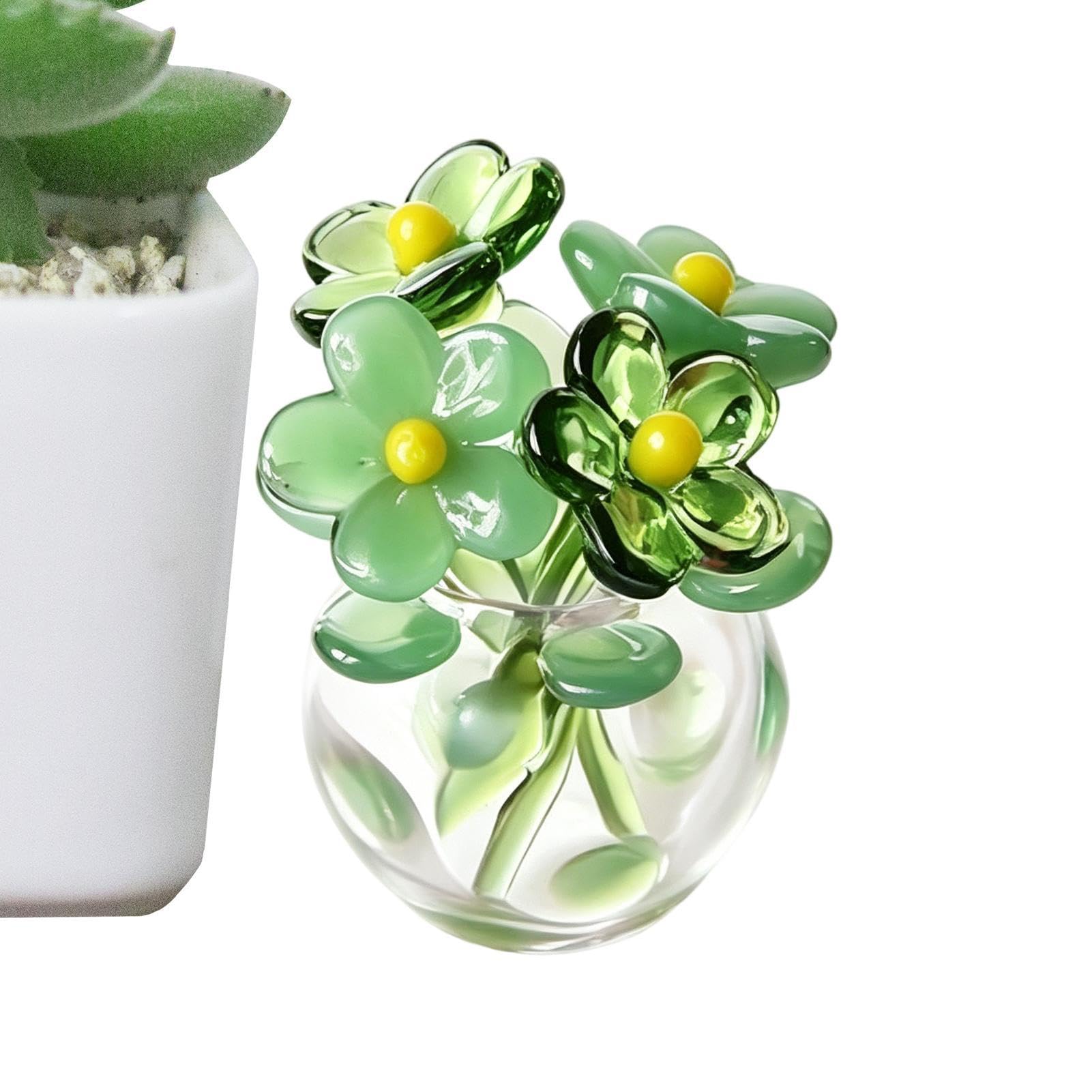 Flores de vidrio en miniatura para decorar tu centro de mesa y la oficina