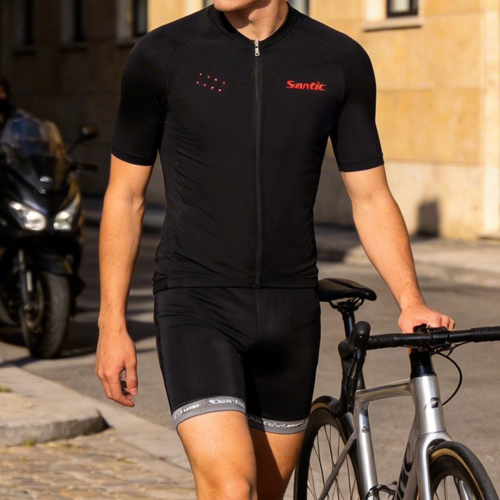 Santic Maillot Ciclismo Hombre Ciclismo Bicicleta Bici Jersey Ciclista