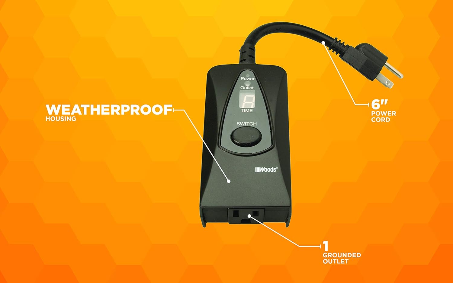 Woods 50013WD Outdoor 24-Hour Digital Photocell Timer with Light Sensor, Plug-In , Black - Plug In Timer Switches - 