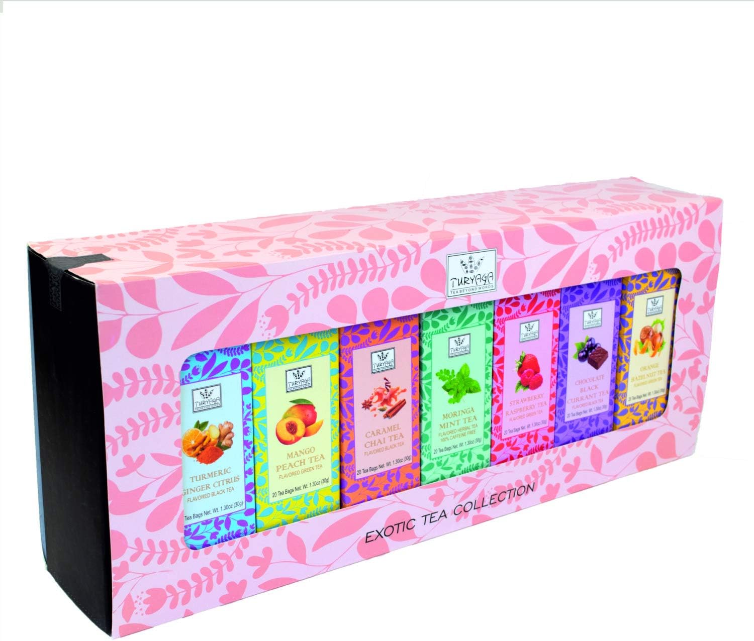 Turyaga 140 Tea Bags with 7 Exotic Flavor Gift Box for The Connoisseur Tea Lover