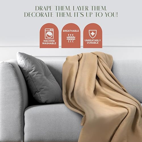 Miniatura 5 de Manta de forro polar para cama, sofá 50 x 60 pulgadas, estándar - Manta de microfibra ultrasuave y cálida para uso en el hogar y al aire libre,