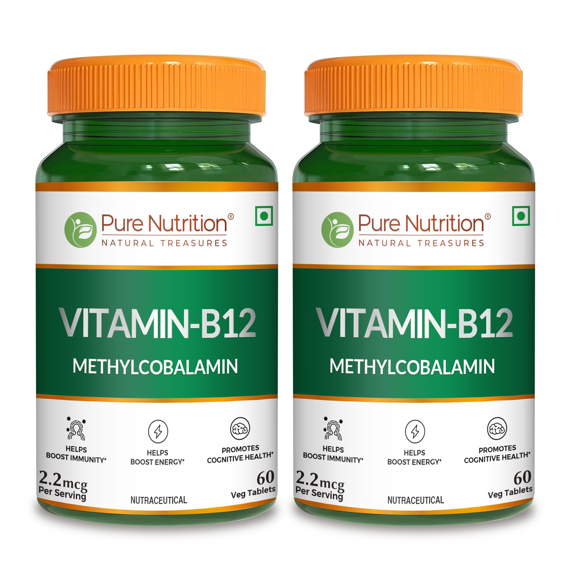 Pure Nutrition Vitamin B12 (2.2mcg) Tablets | Active form of Methylcobalamin B-12 Supplement for Men & Women | Helps Boost Immunity & Energy | Promotes Brain & Nerve Health - 60 Veg Tabs (Pack 2) (B0CZJPKGQW) Amazon Price History, Amazon Price Tracker