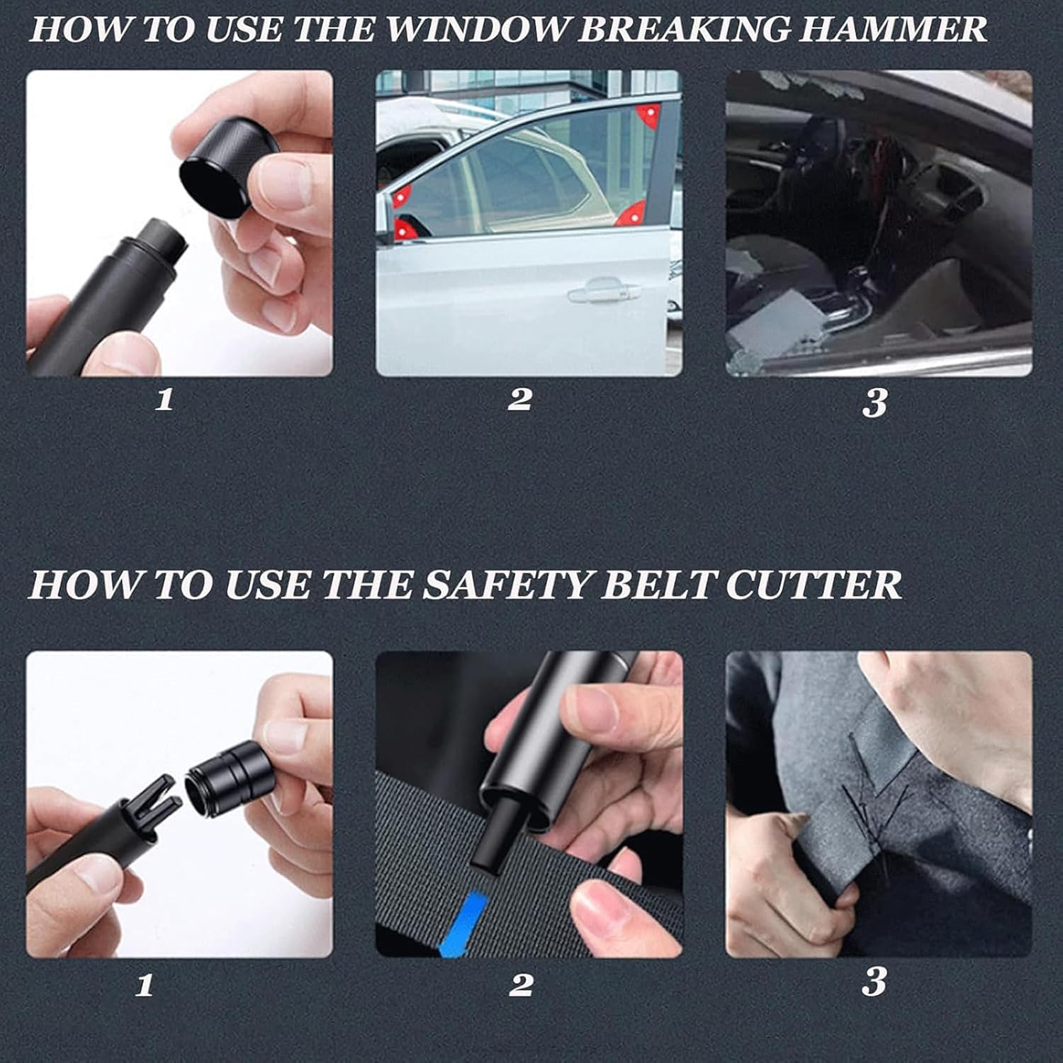 Glass Hammer – Underwater Glass Breaker, Portable Seatbelt Cutter & Car Window Breaker Accessory