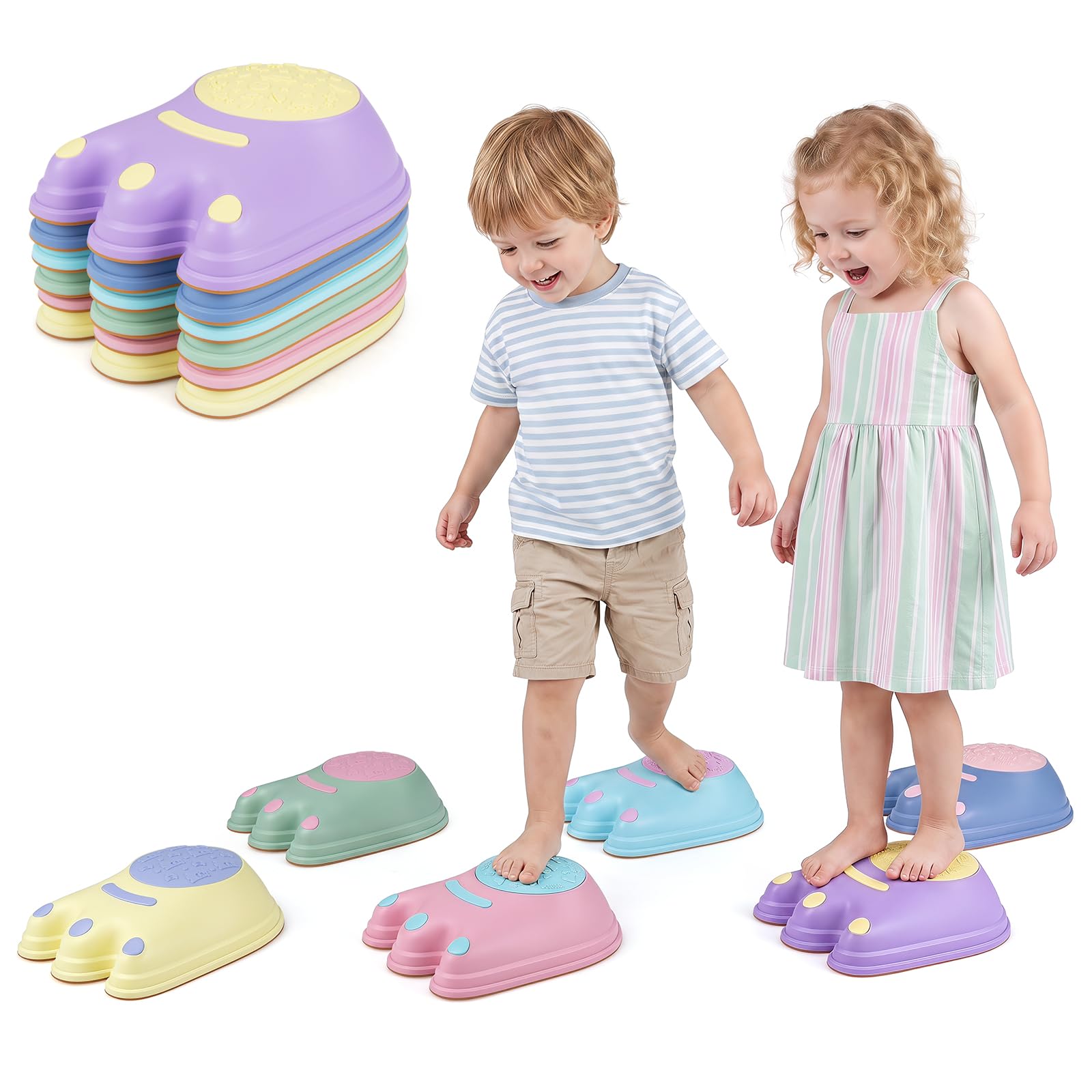 COSTWAY 6 Piedras de Equilibrio para Niños, Apilables y Antideslizantes