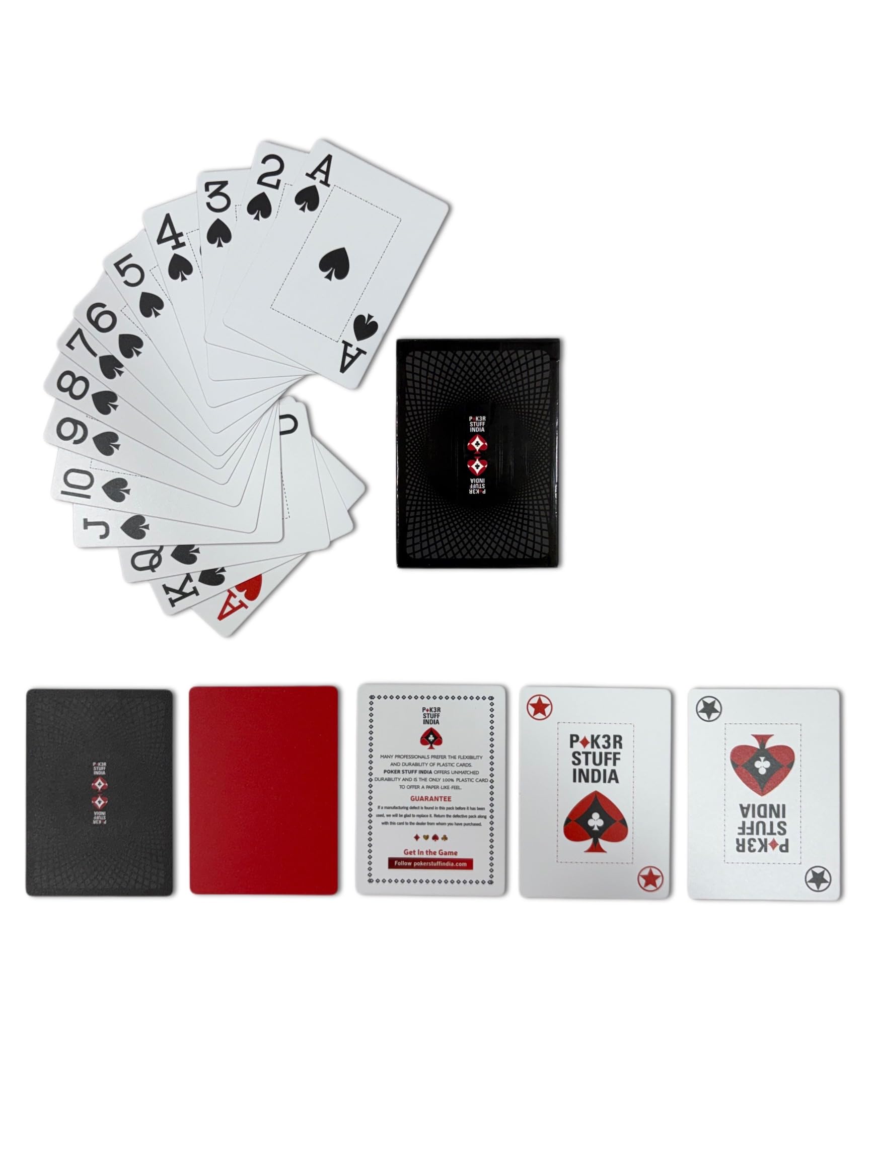 POK3R STUFF INDIA Premium Black Plastic Poker Playing Cards – Waterproof Casino-Grade Deck for Professional Gaming, Rummy, and Teen Patti – Durable & Washable