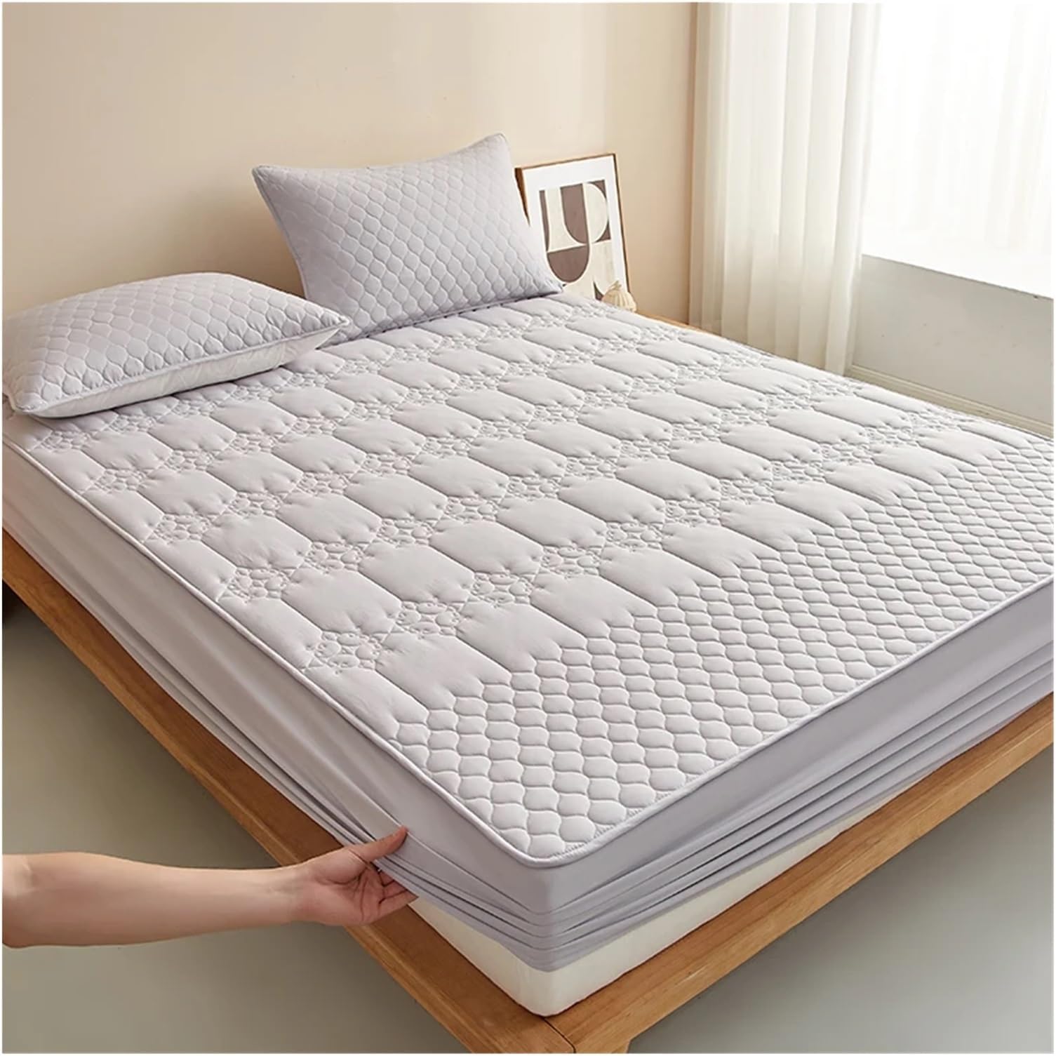 Mattress Protector Waterproof Mattress Protector, Cotton Mattress Cover, Soft Bed Cover, No Pillowcase(Grey,140x200cm(55x79 in))