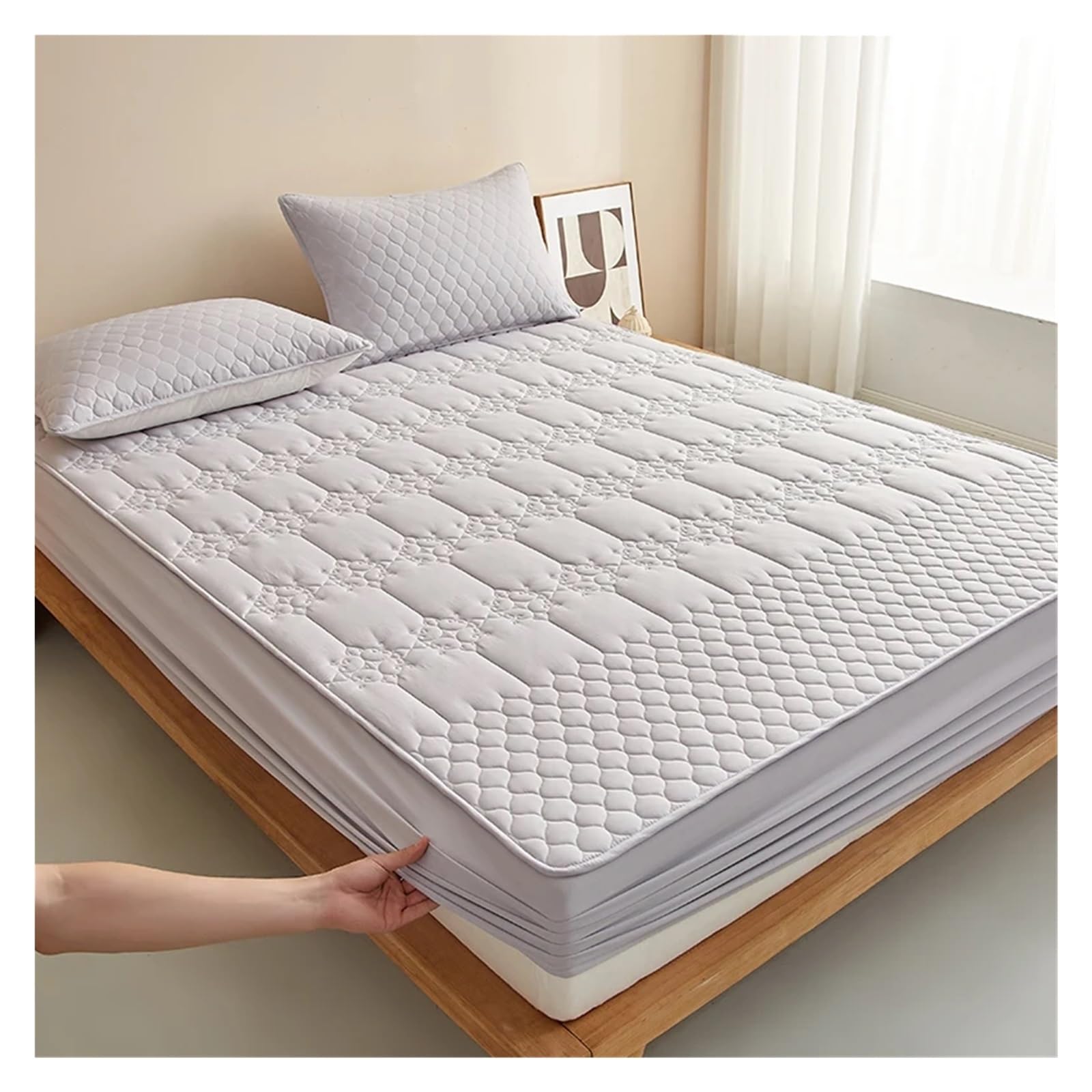 Mattress Protector Waterproof Mattress Protector, Cotton Mattress Cover, Soft Bed Cover, No Pillowcase(Grey,140x200cm(55x79 in))