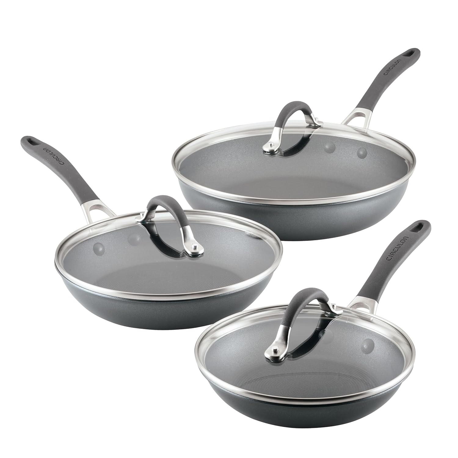 Circulon A1 Series with ScratchDefense Technology Nonstick Induction Frying Pans Skillets with Lids Metal Utensil Safe Skillet Set