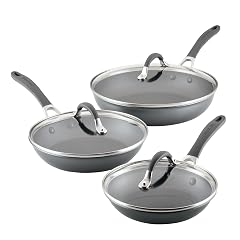 Circulon A1 Series with ScratchDefense Technology Nonstick Induction Frying Pans Skillets with Lids Metal Utensil Safe Skillet Set