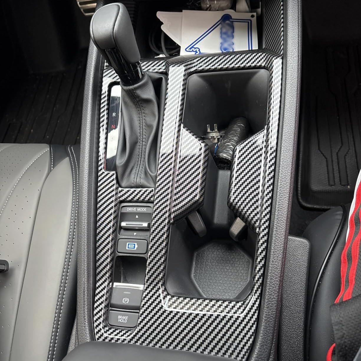 Interior Trims Gear Shift Panel Center Console Cup Holder Cover Frame Accessories for Honda Accord 2023 2024 2025 (Carbon Fiber Print)