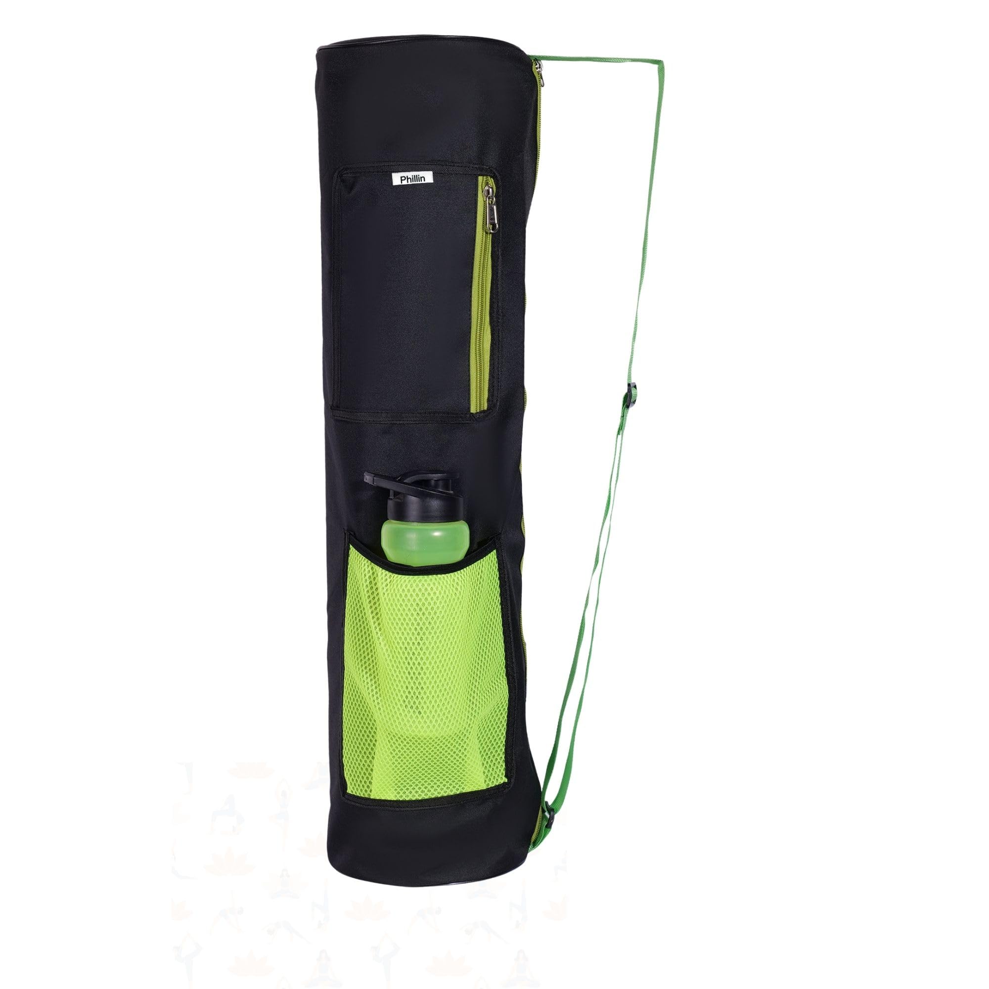 PHILLIN Yoga Mat Cover Bag with Adjustable Shoulder Strap Waterproof Yoga Mats Carry Bags fit for 4mm to 8 mm Yoga Mat for Women and Men Zipper Mats Bag's for Meditation Mat (Neon)