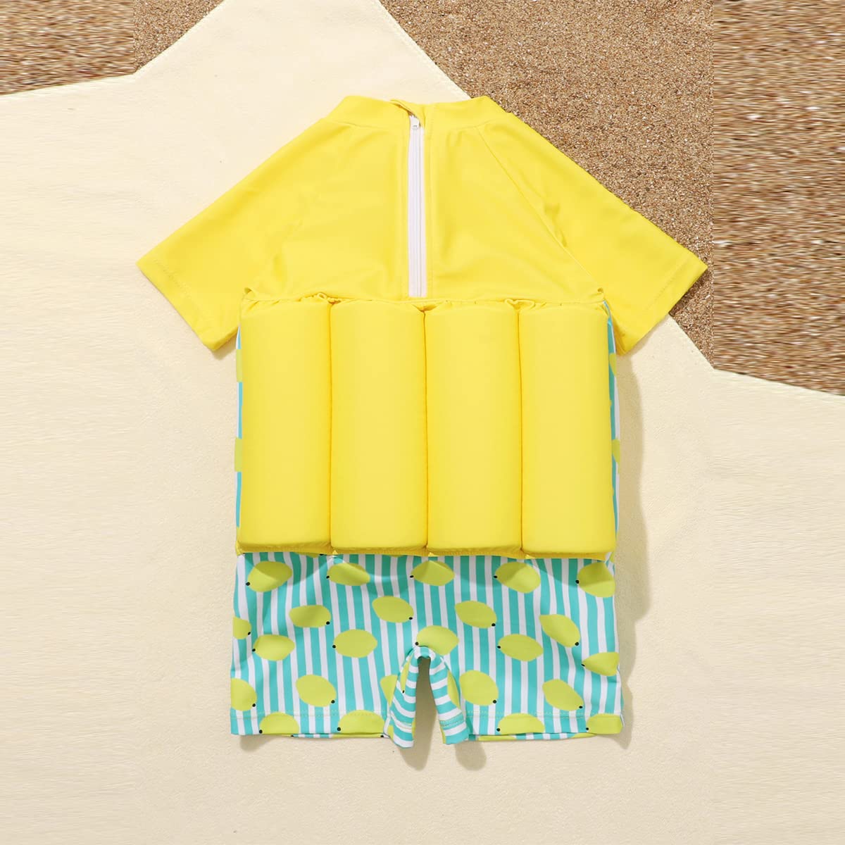 AGYMNX Bébé Garçon Maillot de Bain 1 Pièce Swimsuit Séchage Rapide Combinaison Flottante à Flottabilité Réglable à Manches Courtes Flottante D'entraînement de Natation 2-5 Ans