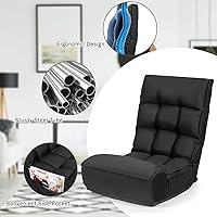 Vista 6 de Giantex Silla de juegos de suelo, sillas de suelo para adultos con respaldo ajustable de 4 posiciones, reposacabezas ajustable de 6 posiciones