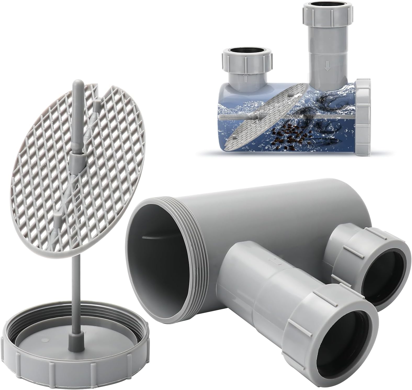 LukLoy Professional Salon Hair Trap for Backwash Shampoo Bowl Sink, Universal PVC Catch All Hair P Trap Easy Clean