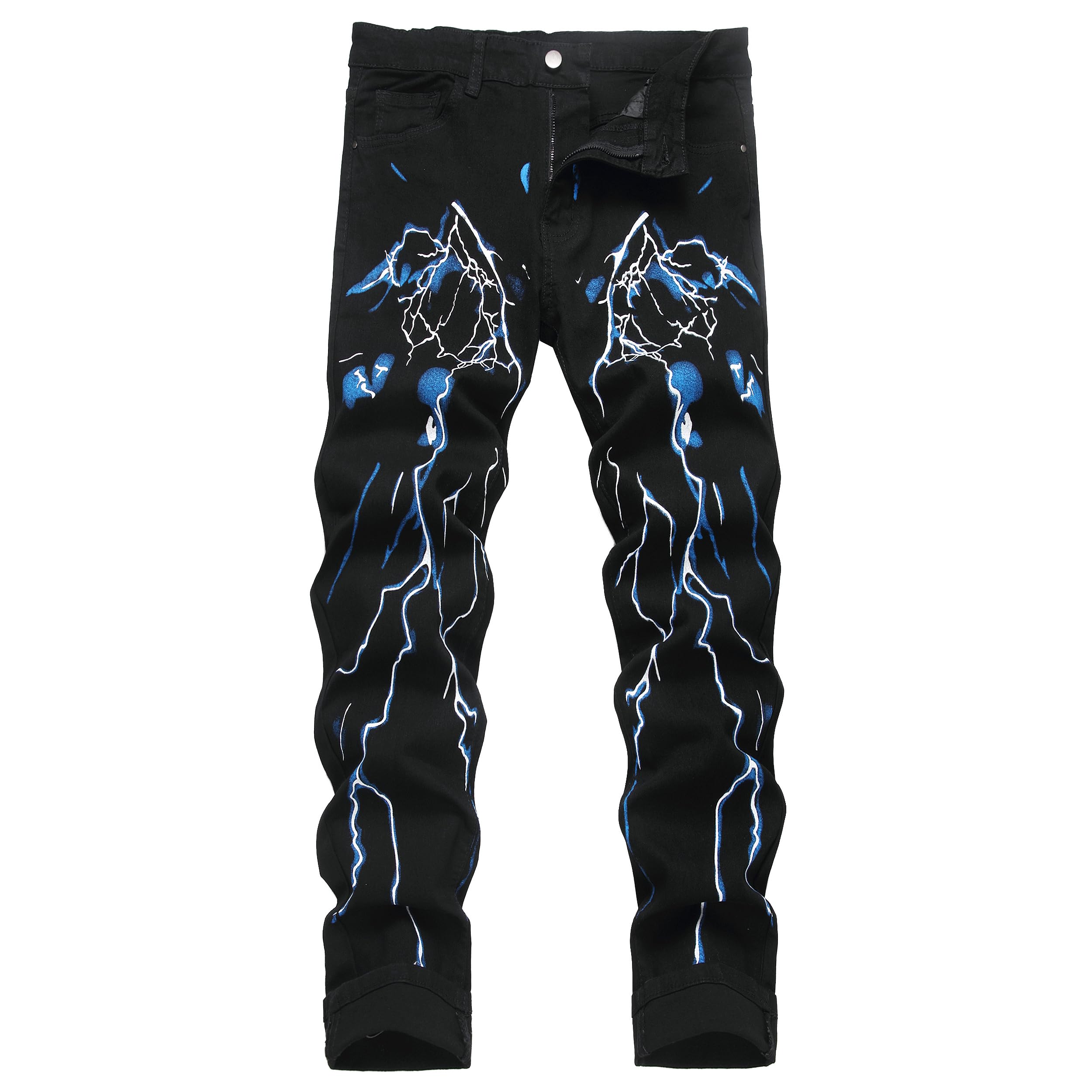 Men's Slim-fit Stretch Denim Jeans Featuring a Ripped Stretch Regular Pants