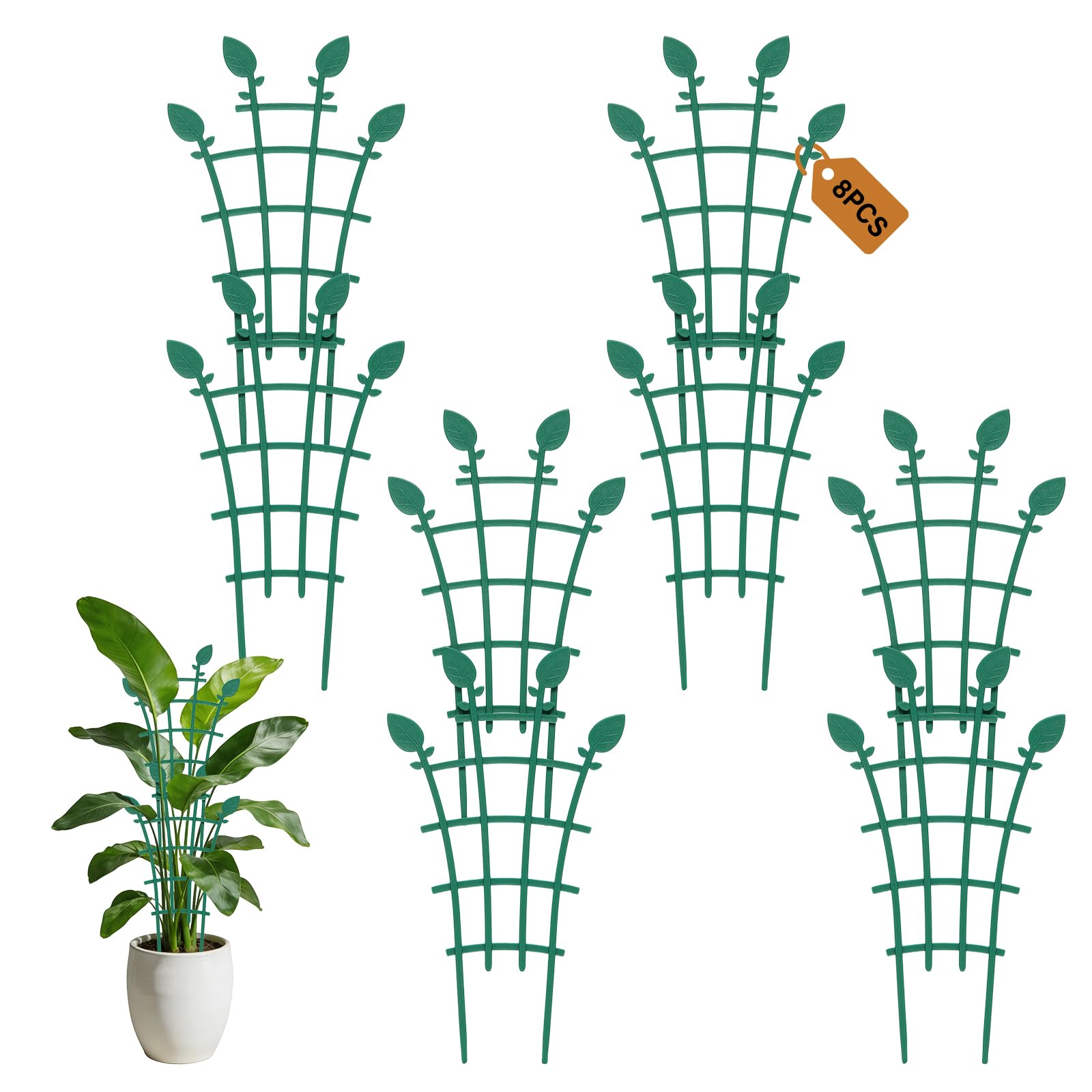 8 PCS Small Trellis for Potted Plants,Stackable Plant Trellis,Adjustable Trellis for Houseplants,Superimposed Plastic Climbing Plant Support, for Plant Support Stakes for Pothos, Ivy, Vine Plants