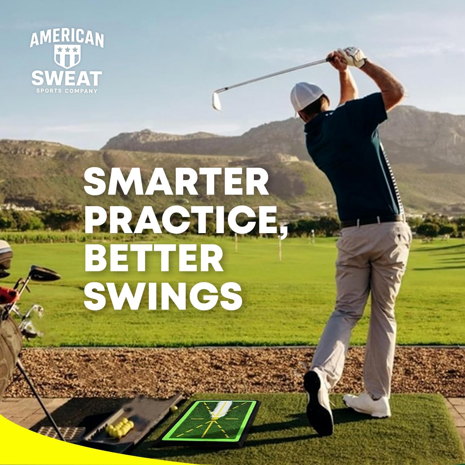 Golf Hitting Mat - 1-Second Detach System Golf Training Mat - Real Swing Path Feedback - Easy Clean & Store