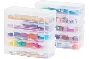 IRIS USA, 10-Piece Clear Plastic Storage Bin Organizers with Latching Lids (Large)