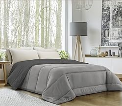 Banzaii Winter Quilt, Warm and Soft – Duvet 350 g/m² – Peach Skin Microfibre – Breathable, Hypoallergenic – Made in Italy – Double 260 x 260 cm Light Grey / Dark Grey