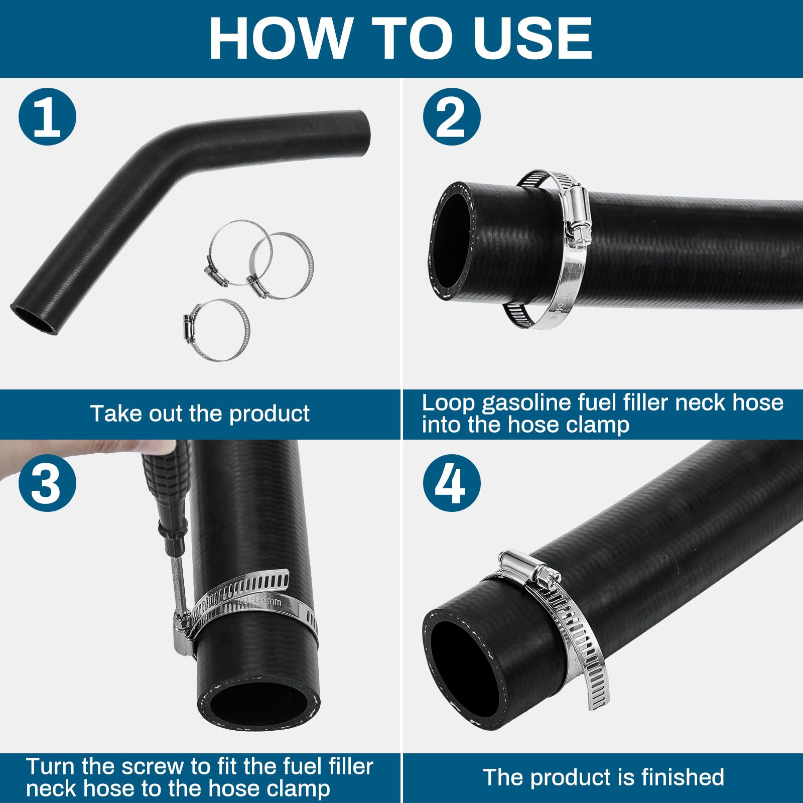 Frienda 2 Pcs Fuel Filler Neck Hose with 8 Hose Clamp Sets 1 1/2 Inches