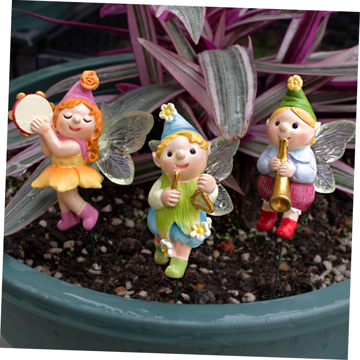TOYANDONA 2 Sätze Teiliges Feenfiguren Resin Dekorative Gartenstecker Für Bonsai Und Blumentöpfe Feengarten Dekorationen 4 Stücke * 2