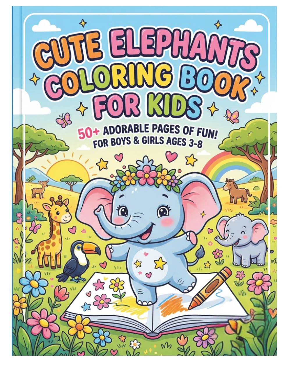 Cute Elephants Coloring Book For Kids