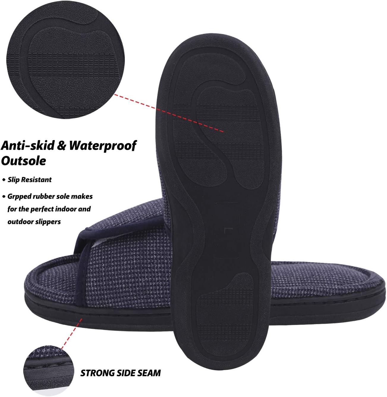 [Afindern] メンズ スリッパ 介護 サンダル 足腫れ ふくらん改善 圧力を軽減 滑り止め 転倒防止 軽い マジックテープで調節可能 低反発 ルームシューズ 室内履き 中年 高齢者 四季 3色