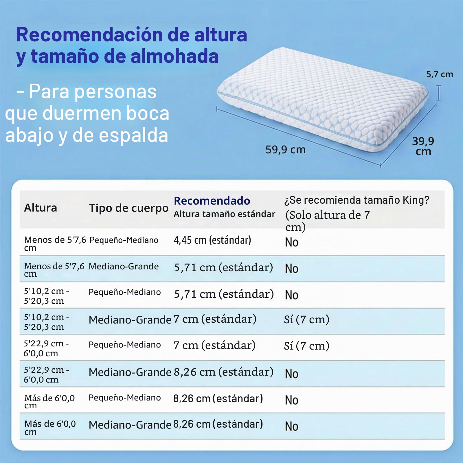 Almohada de Espuma viscoelástica Ultra Fina para Dormir de estómago y Espalda, Almohadas Planas de Perfil bajo con Funda de Tela de bambú, Lavable para Dormir