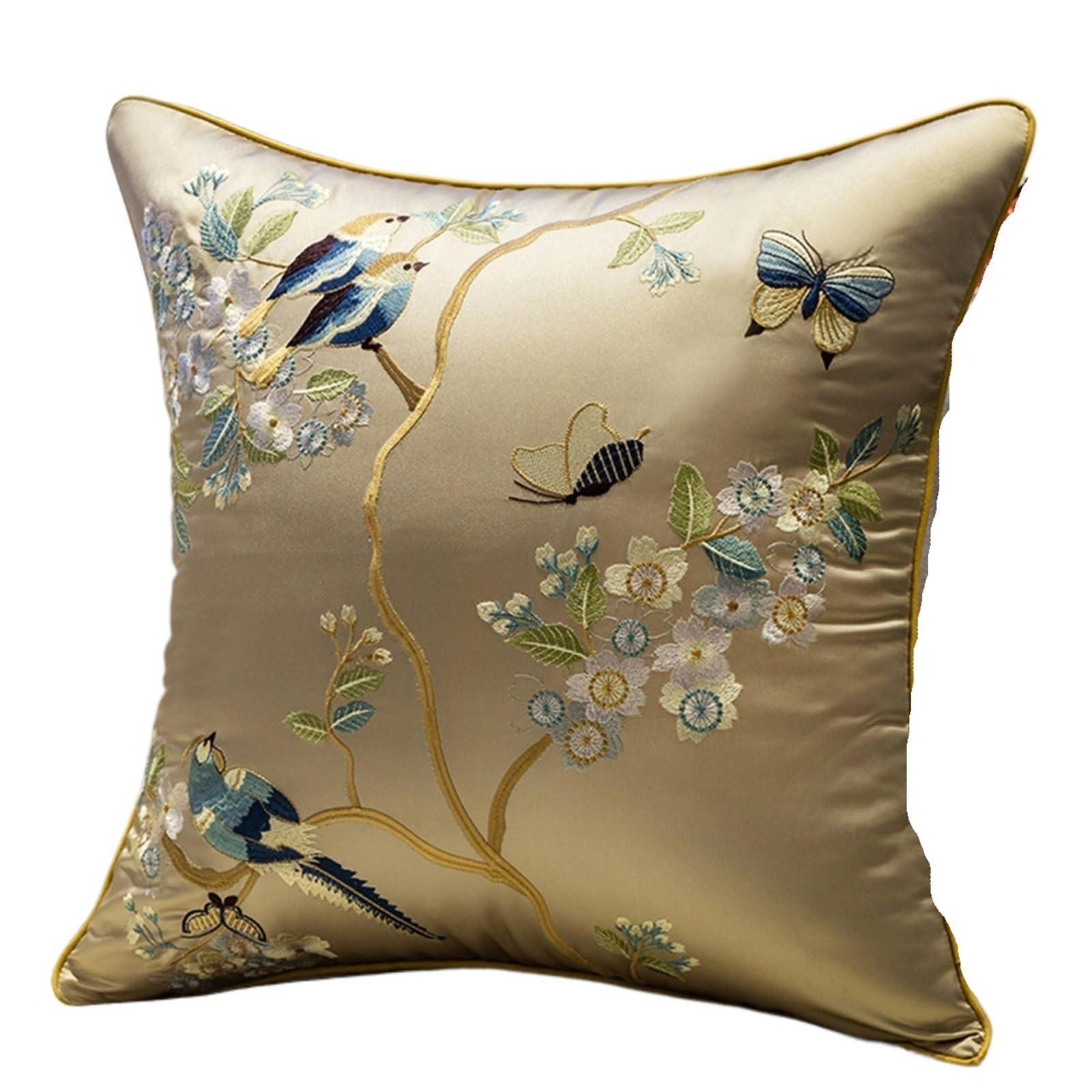 SNDISNV Embroidered Flower Bird Pillowcase For Bedroom