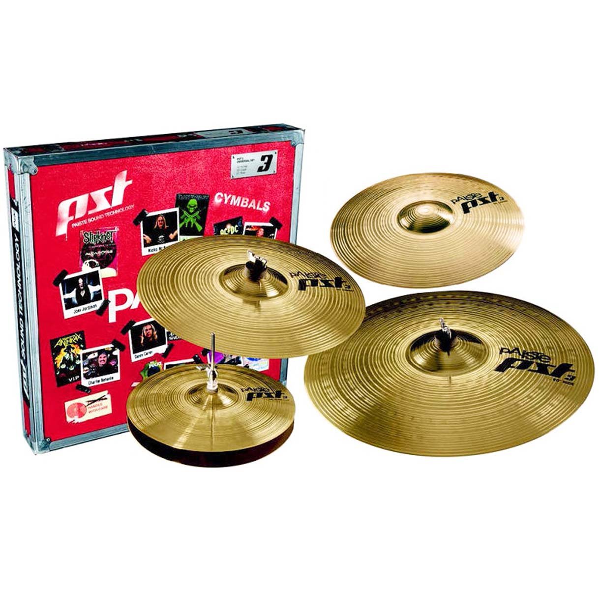 PAISTE PST 3 Set de 3 cymbales 14/16/20 + Crash PST3 14" + baguettes Keepdrum