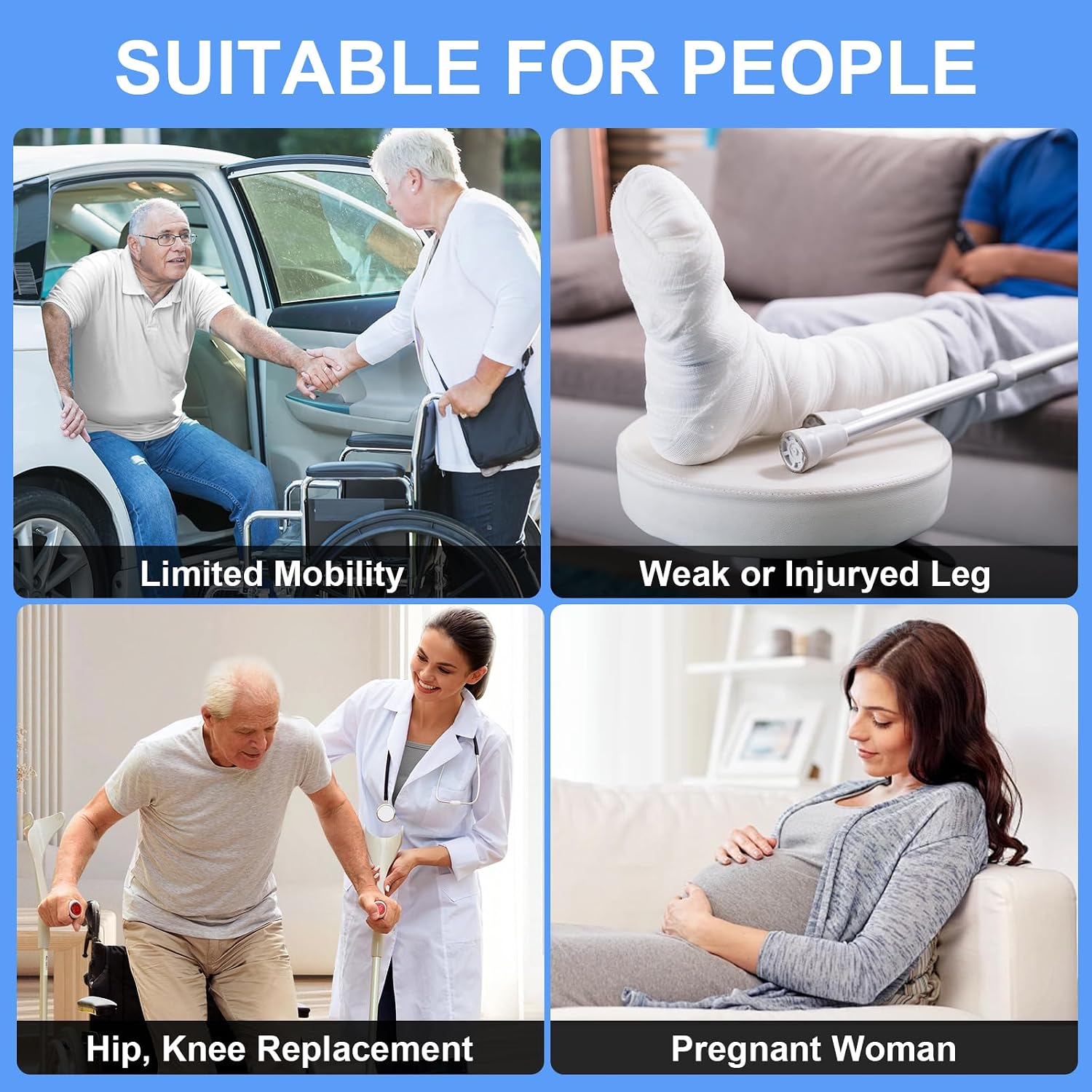 Long Leg Lifter, Leg Lifter After Hip Replacement, Leg Lifter for After Knee Surgery, Leg Lifter Strap with EVA Handgrips&Foot Loop Leg Lifters Getting Legs in and Out of Bed, Car, Couch, Wheelchair