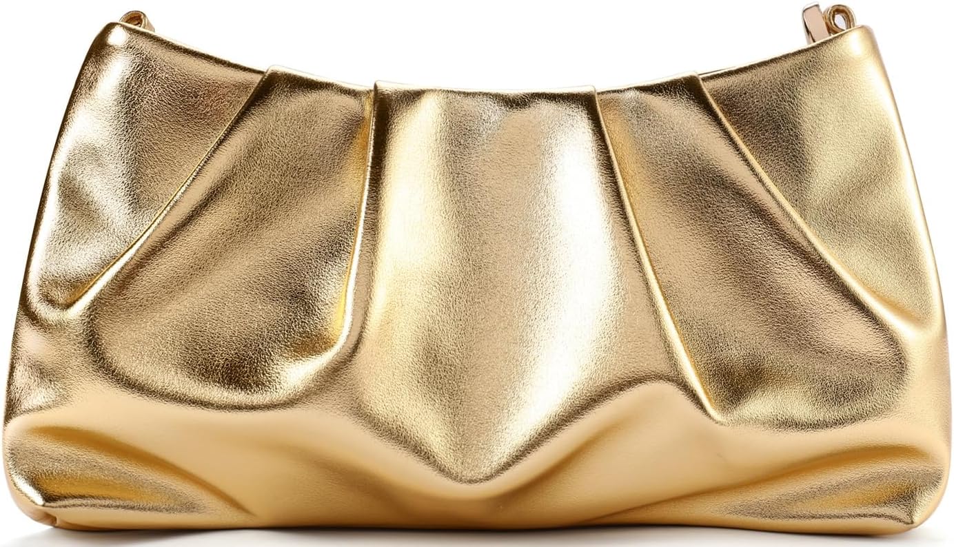 Women's Clutch Purse, Pleated Evening Handbag, Shoulder Bag with Detachable Chain and Shoulder Strap - Image 2