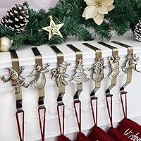 Vista 17 de Juego de 4 soportes de calcetines de Navidad para manto, ganchos reutilizables para calcetines de Navidad, colgador de Navidad sin daños