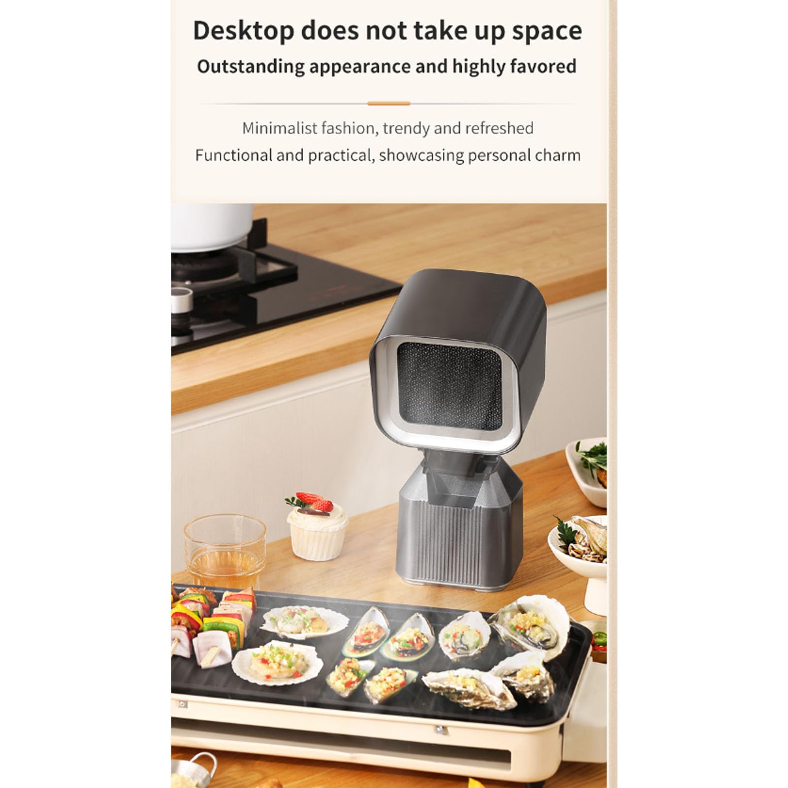 Ejoyous Tragbare Mini-Dunstabzugshaube mit 2 Geschwindigkeitsstufen, Abnehmbarem Filter, Ölauffangschale für Wohnung, Wohnmobil, Kochen, Grillen