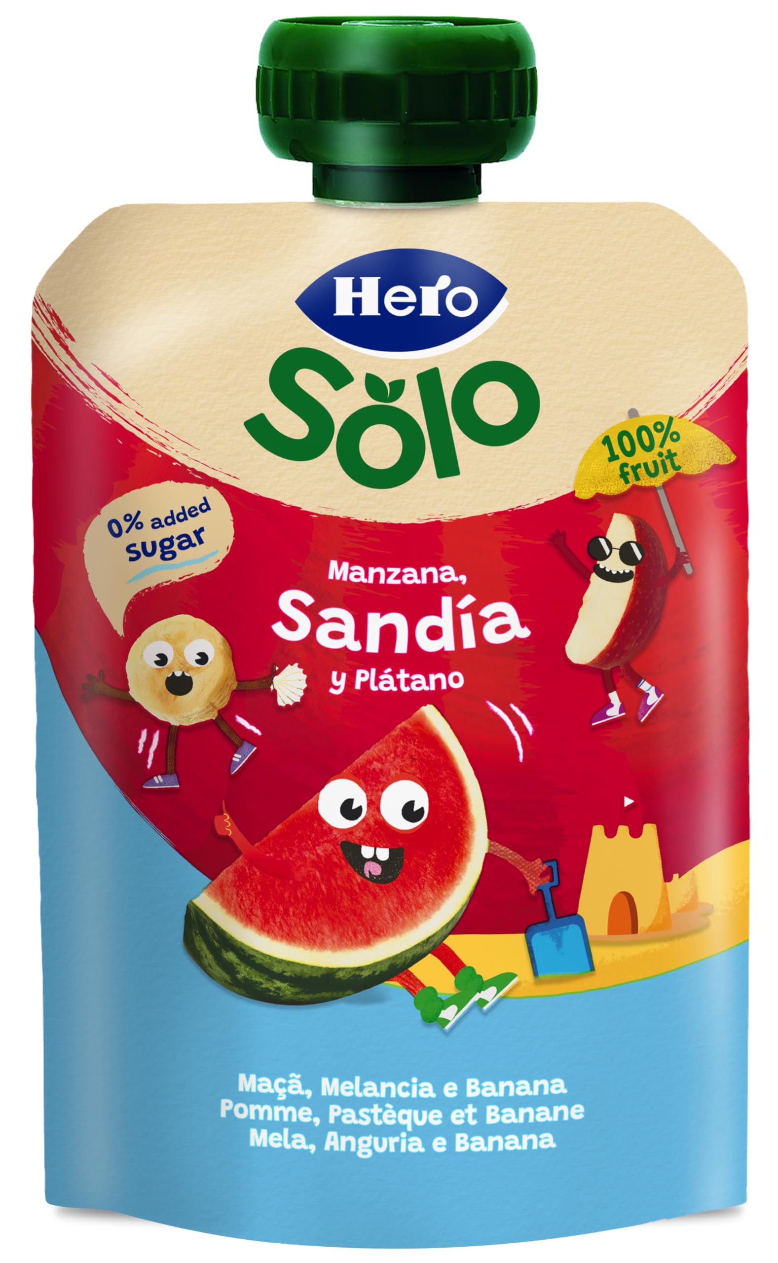 Bolsita Fruta Bebé Manzana Sandía Plátano 100% Natural Sin Conservantes 100g x 6U Desde 6 Meses