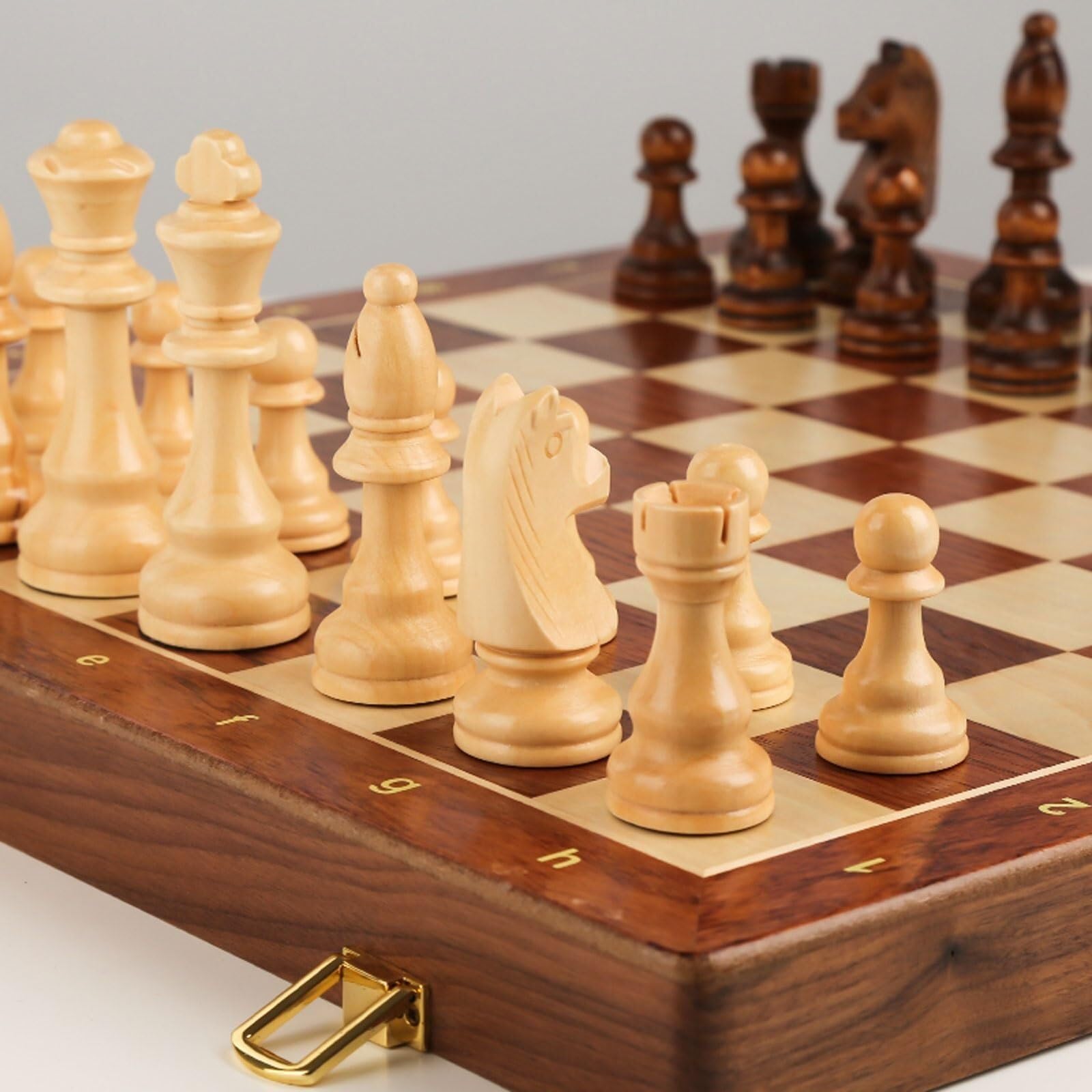 Set di scacchi pieghevole in legno con scacchiera portatile for adulti, viaggi, regali for serate di gioco in famiglia scacchiera portatile(39 * 39cm)