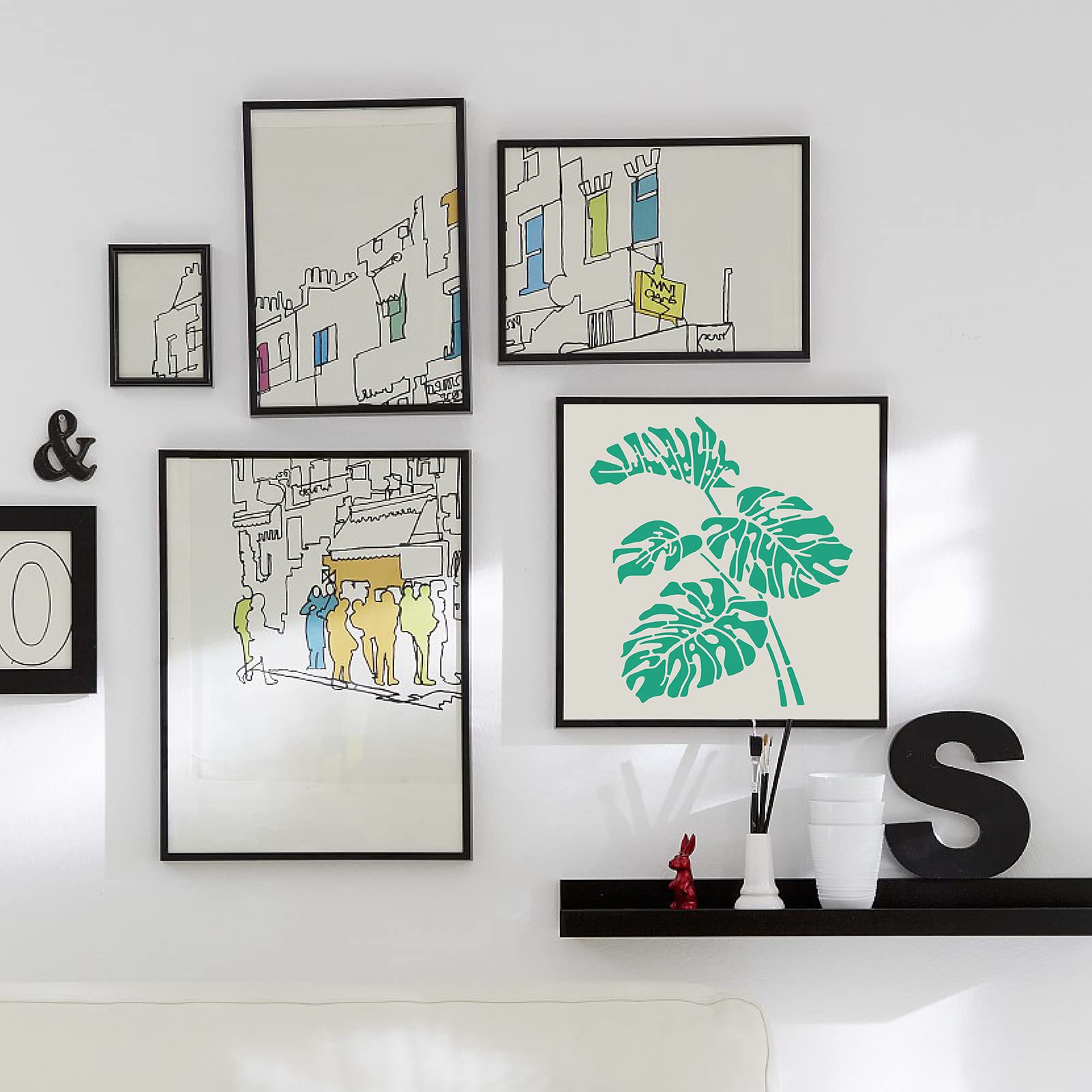 ORIGACH 15 Pcs Pochoir Feuilles Peinture Réutilisable Feuille