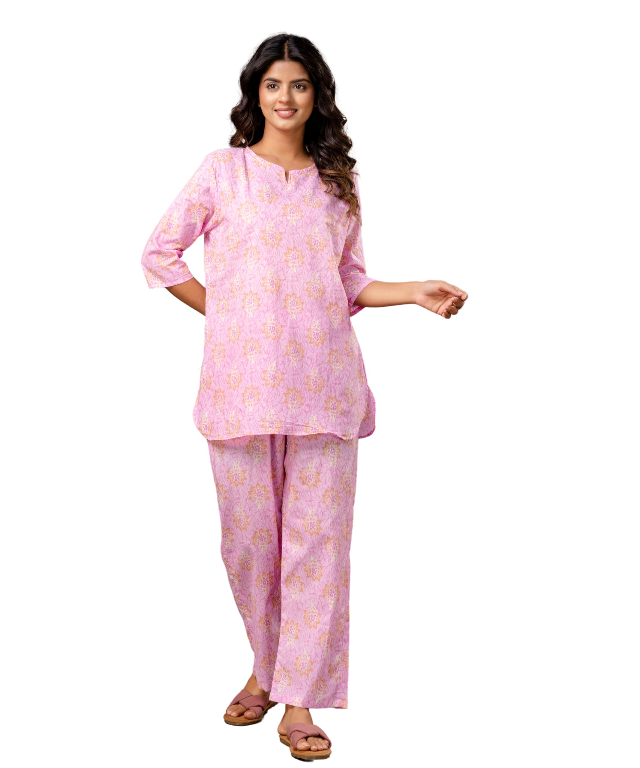 Cotton Printed Night Suit Set for Women's | Night Dress of Shirt & Pyjama Set for Women's-picture-21