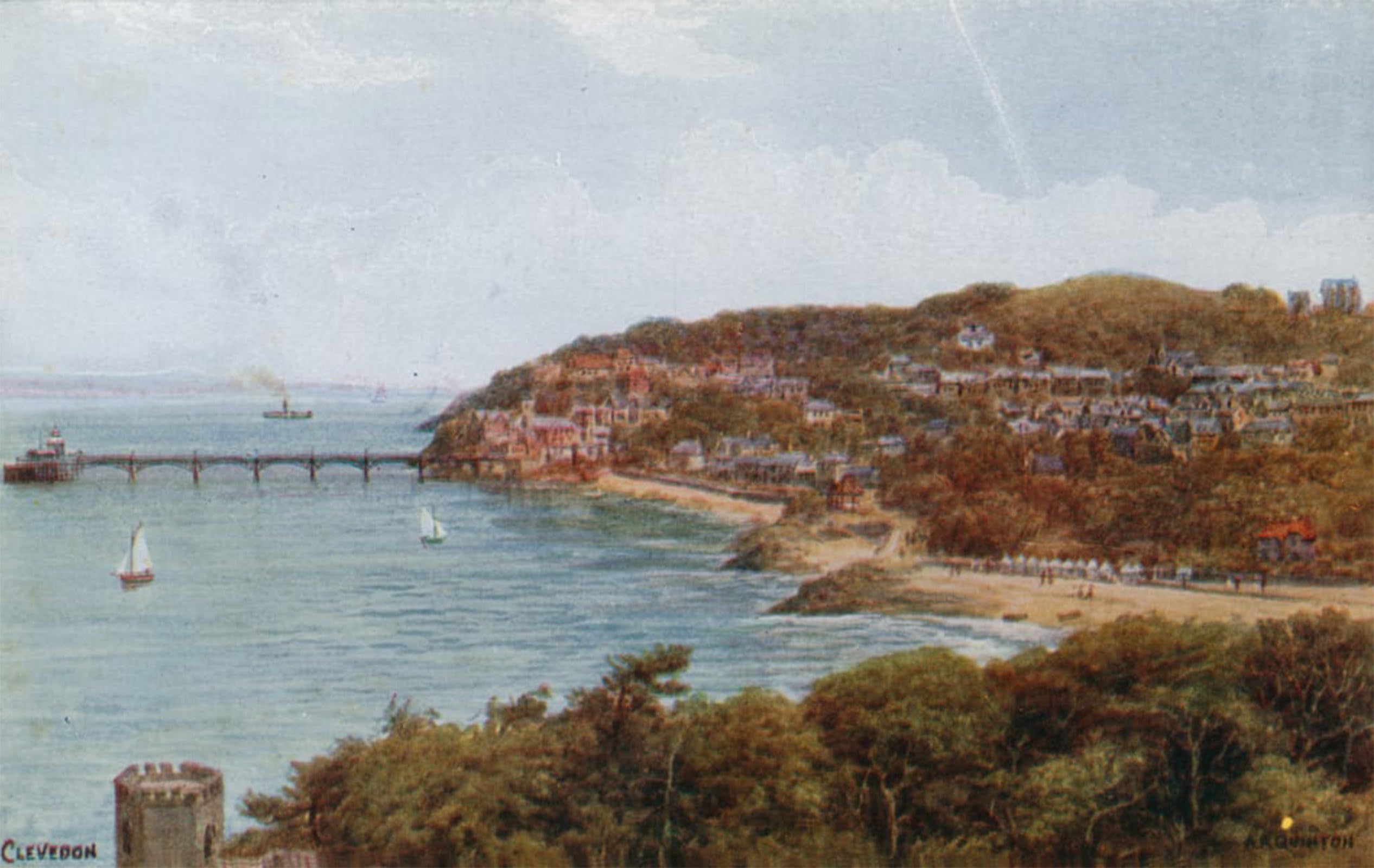 SERENDIPITP Retro Picture Poster Wall Art Pictures Painting Clevedon by Alfred Robert Quinton Wall Art Canvas Print for Wall Decor 60x90cm