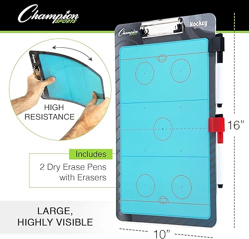 Miniatura 3 de Champion Sports Pizarra de borrado en seco grande y XL para entrenamiento - Pizarras blancas para estrategia, técnicas, juegos - Tablas de 2 caras