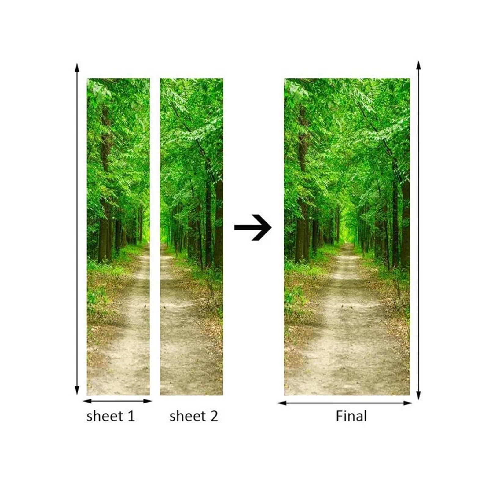 Naklejki na drzwi Ścieżka Leśna 3D Naklejki Dekoracyjne Na Drzwi Do Salonu Łazienka Wodoodporna Samoprzylepna Fototapeta Na Drzwi(77x200cm)