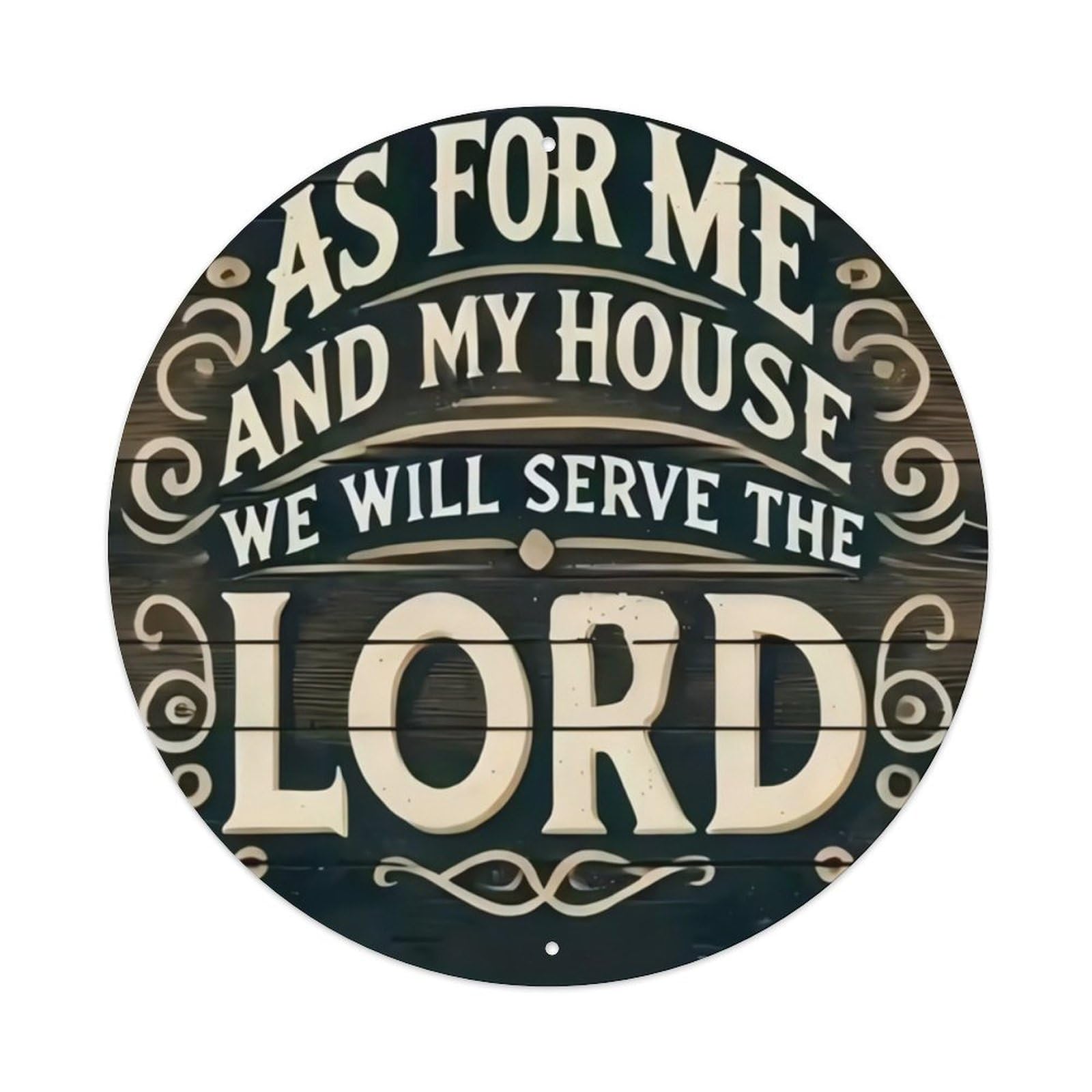 Ldfuieksufg Style Vintage Wooden Religious Quote Round Farmhouse Wall Decor Art Vintage Aluminium Metal Sign, Retro Wall Decor For Home, Bar, Garage & Farmhouse 20X20cm