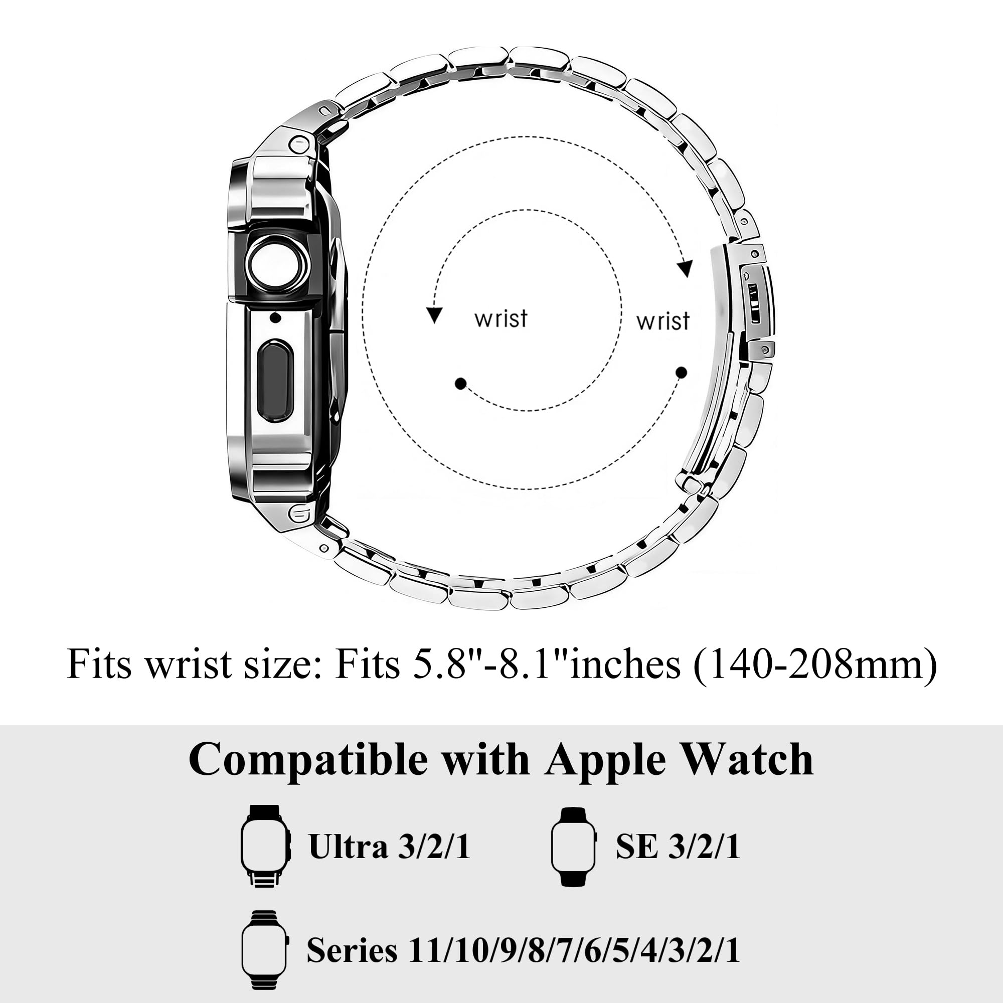Libra Gemini Bracelet de rechange en acier inoxydable compatible avec Apple Watch 49 mm, 46 mm, 45 mm, 44 mm, iWatch Series 9/8/7/6/5/4/3/2/1 Ultra SE