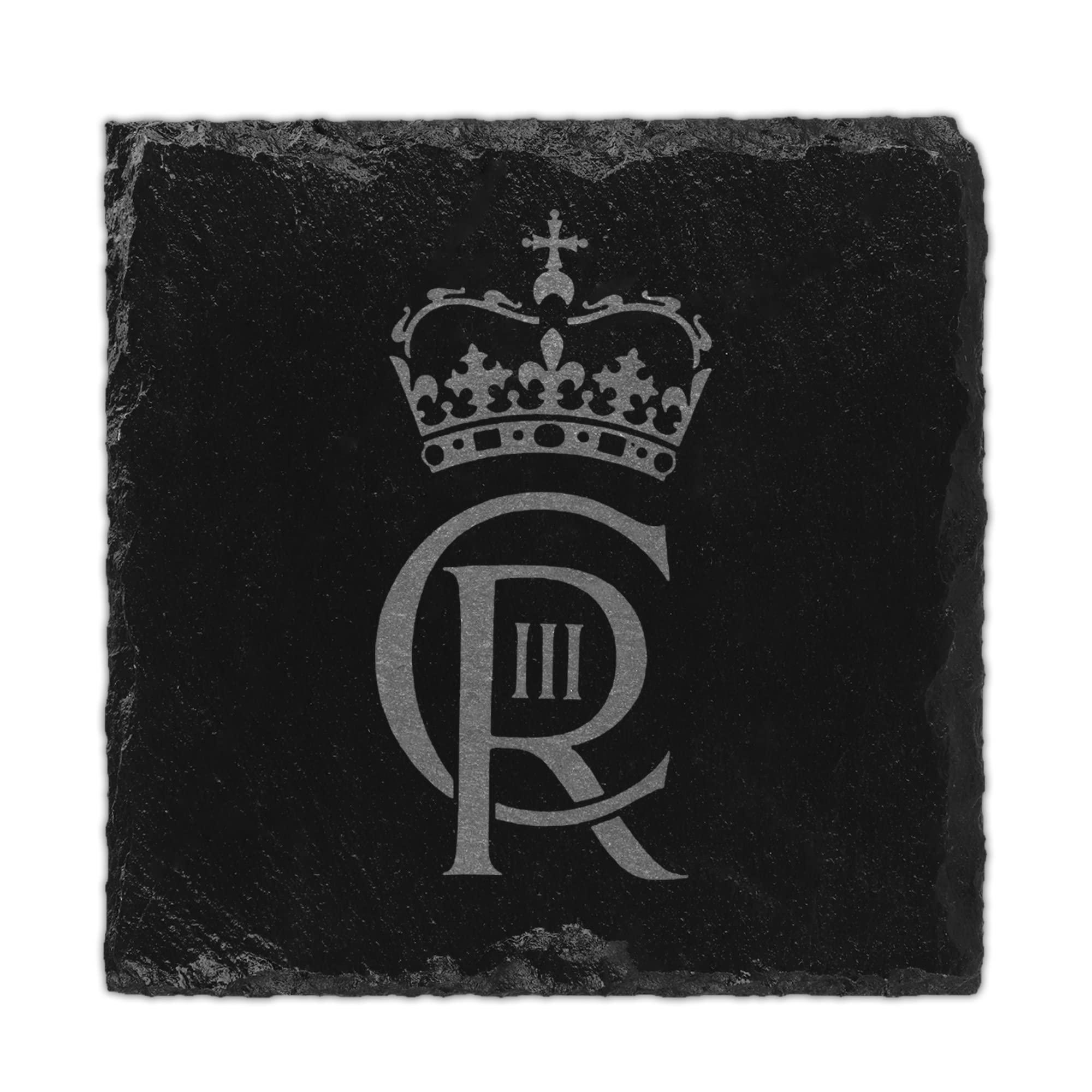 Print Maniacs Boys Black Kings Coronation 2023 Official Cr3 Slate Coasters King Charles Iii Commemorative Souvenir Gift His Majesty The King Royal Memorabilia Gifts Coronation Memorabilia
