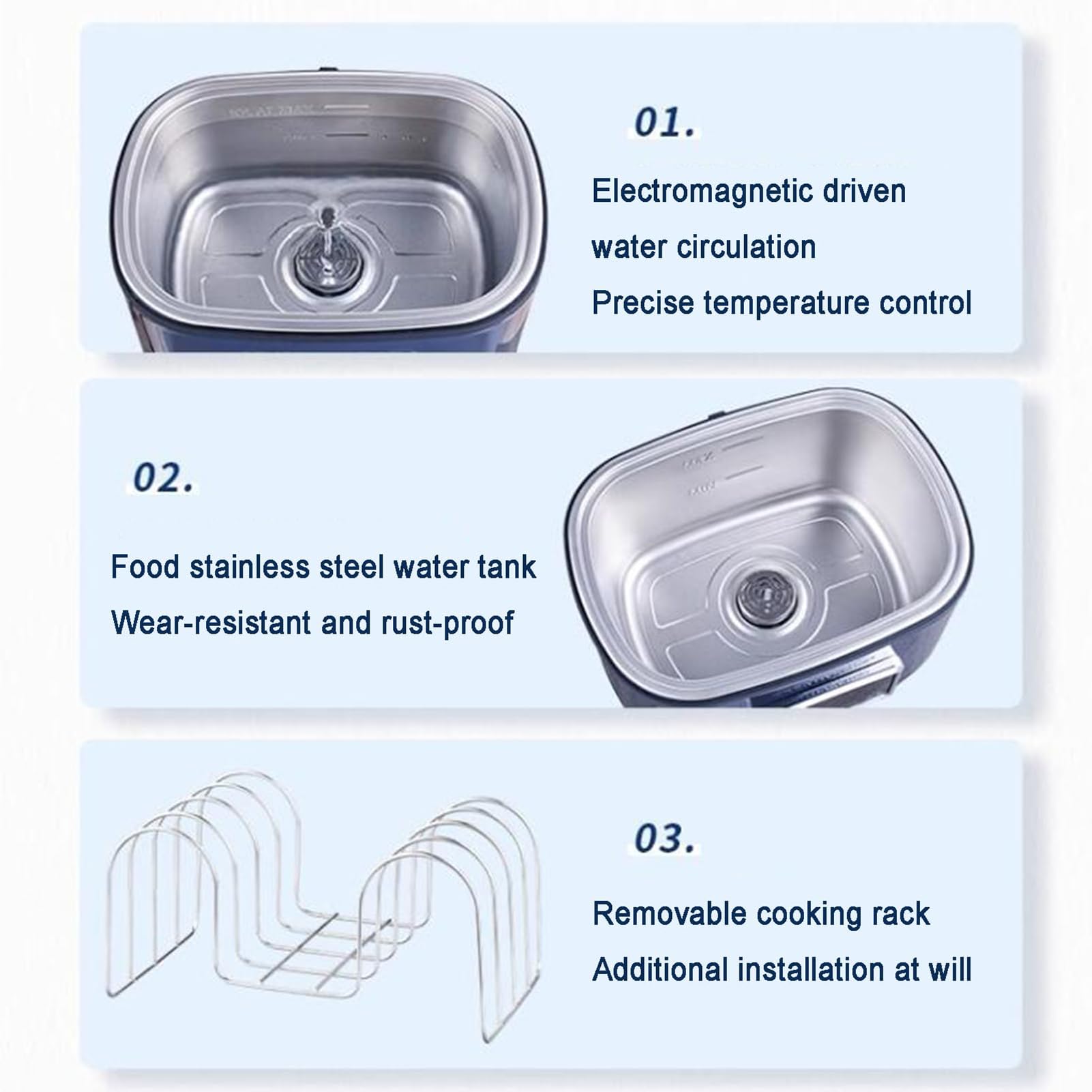 Sous-Vide-garer, Edelstahl-Vakuum-Sous-Vide-topf Mit Led-Touchscreen Und WiFi-App-steuerung, Temperaturregelung Von 40 bis 90 °c Und 24-stunden-intelligente-zeitschaltuhr, 3D-wasserzirkulator