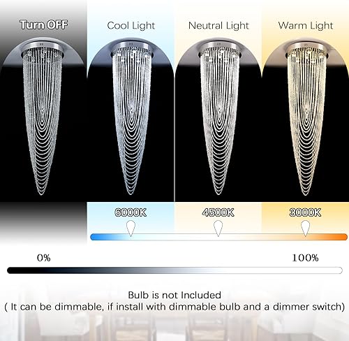 Miniatura 9 de Finktonglan Candelabro LED de cristal moderno de 16 pulgadas, lámpara de techo de montaje empotrado, lámpara de comedor de flores para sala de