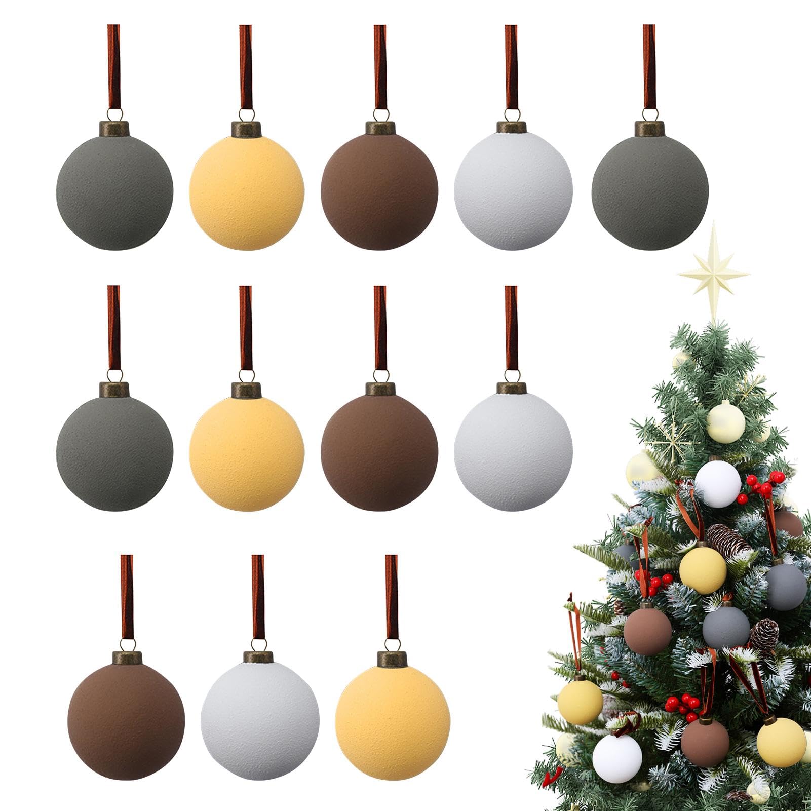 Boules de Noël pour sapin lot de 12 suspensions festives durables pour décoration de salon